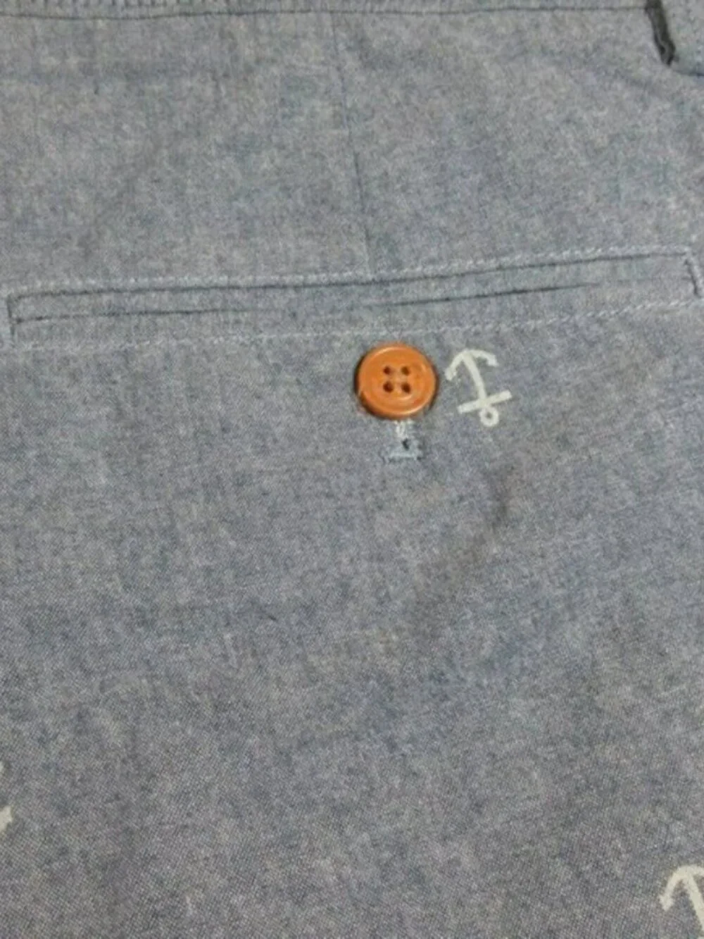 JCrew men solid blue Gramercy anchors chambray sailing chino shorts 34 e7961 EUC